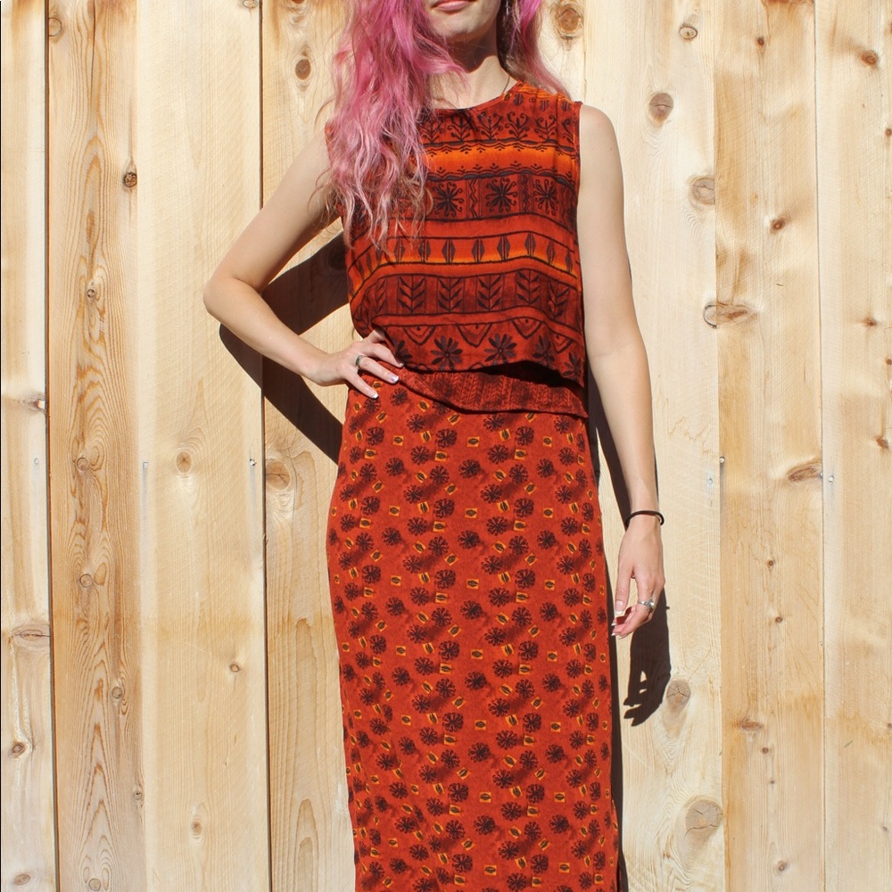 Vintage Blood Orange 🍊 Tuscan Maxi Dress 👗